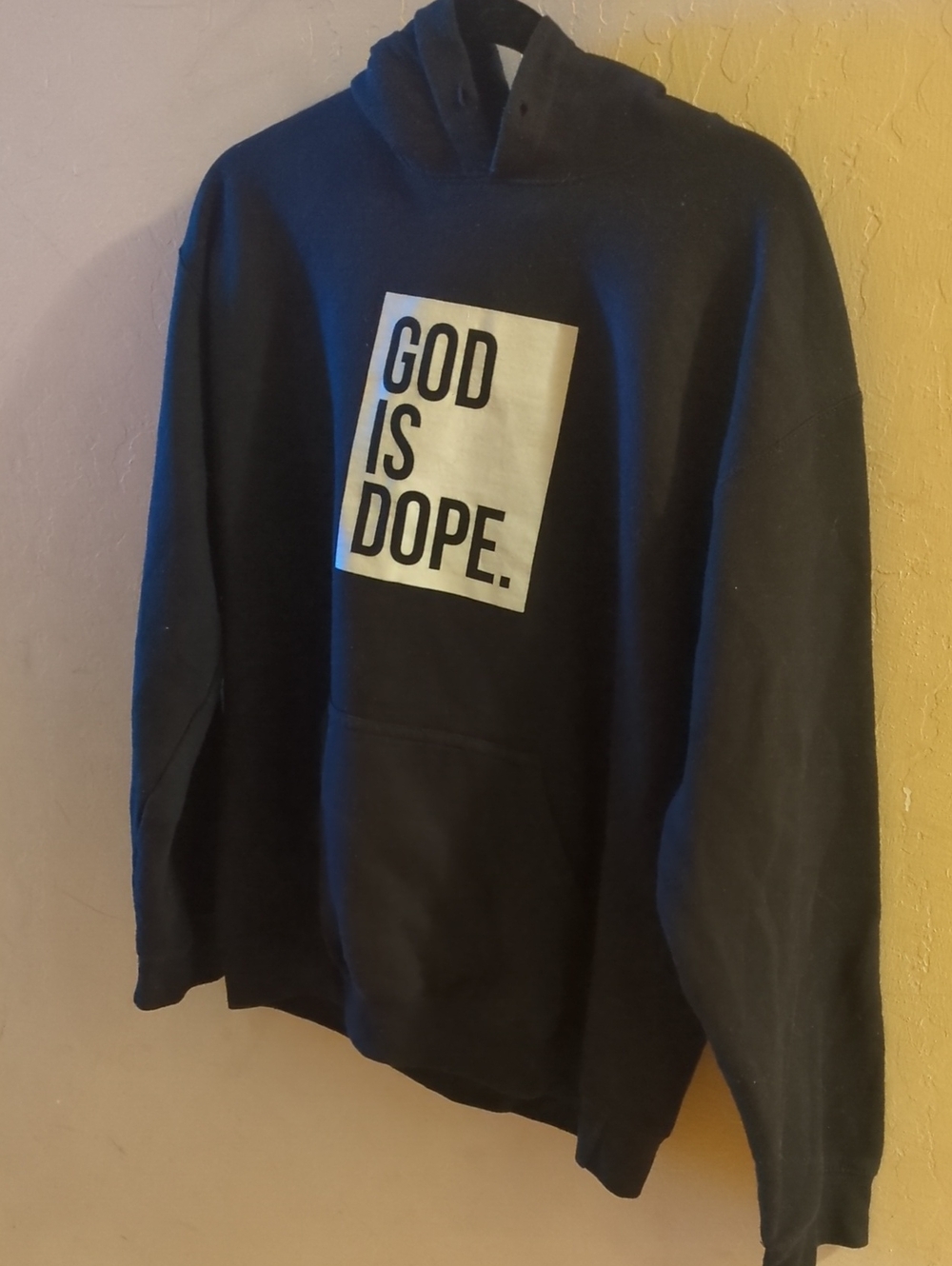 Black Crewneck Hoodie with 'GOD IS DOPE.' Chest Graphic